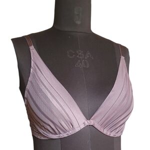 Semi sheer lavender soft shell lace bra